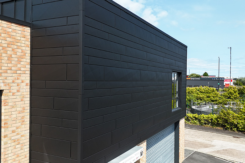 Roofing & cladding specialists Leeds, Yorkshire - Prefa Siding X Aluminium wall cladding installed by Kingcraft hard metals specialists