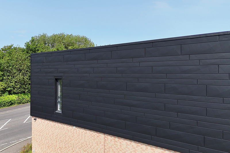 Roofers close to me installing Aluminium wall cladding by Prefa, Siding X panels by KingCraft roofing & cladding specialists Leeds, Yorkshire.